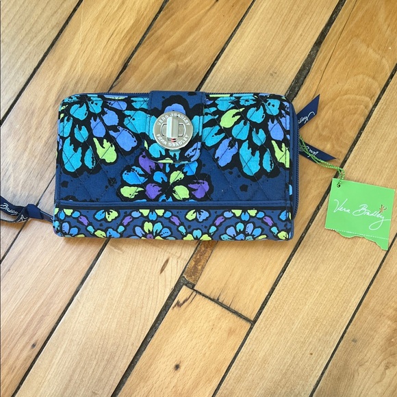 Vera Bradley Handbags - Vera Bradley Indigo Pop Floral Wallet NWT